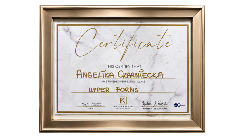 Upper Forms Nail Extension Certification Held By Angelika At Onyx Studio Wellingborough