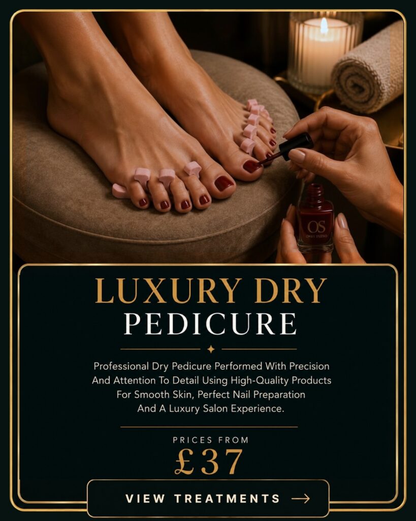 Luxury dry pedicure treatment at Onyx Studio in Wellingborough