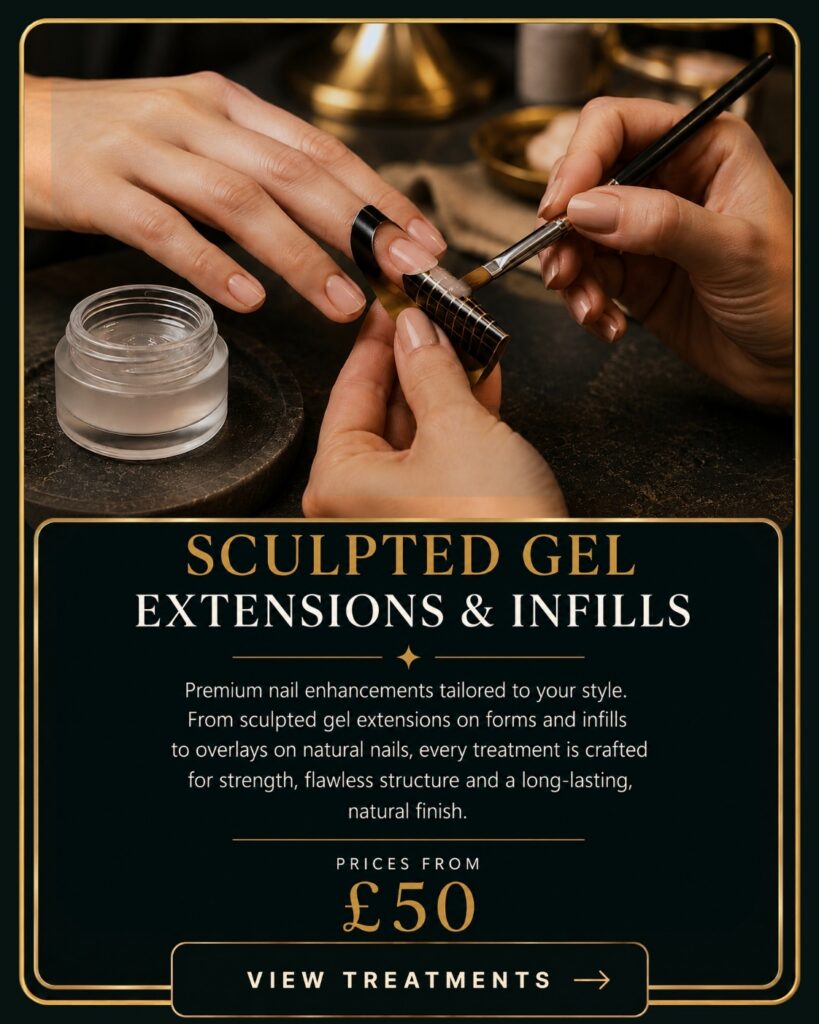 Sculpted gel extensions and infills at Onyx Studio in Wellingborough